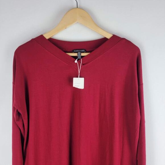 NEW Eileen Fisher viscose jersey dress long sleeve red size XS - Picture 2 of 5